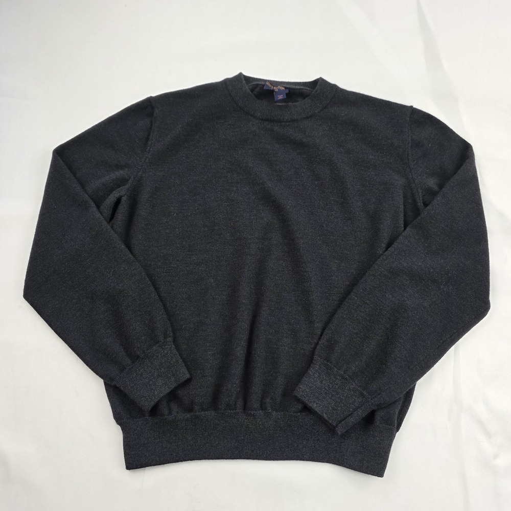 Louis Vuitton Sweater Mens Medium Gray Wool Cotton Knit Crewneck Pullover